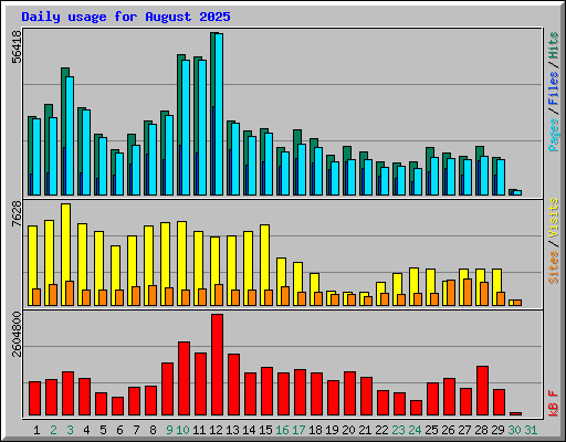 Daily usage for August 2025